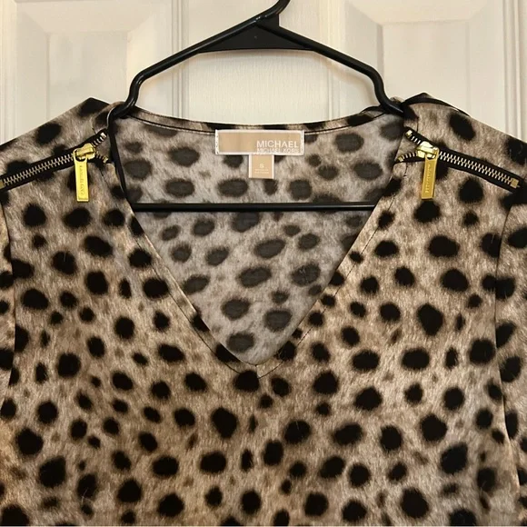Michael Kors Animal Print Cheetah Print Long Sleeve Dress Size Small - Picture 3 of 6